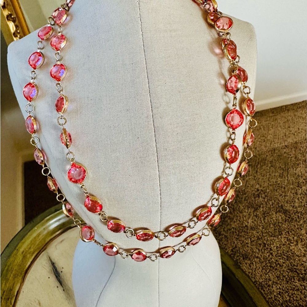 Vintage Monet XL Bracelet & Pink Bezel Necklace - Picture 12 of 13